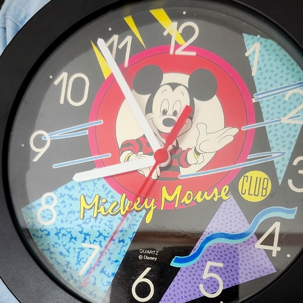 Disney Mickey Mouse Wall Clock - Black and Multicolor, 10",  battery run